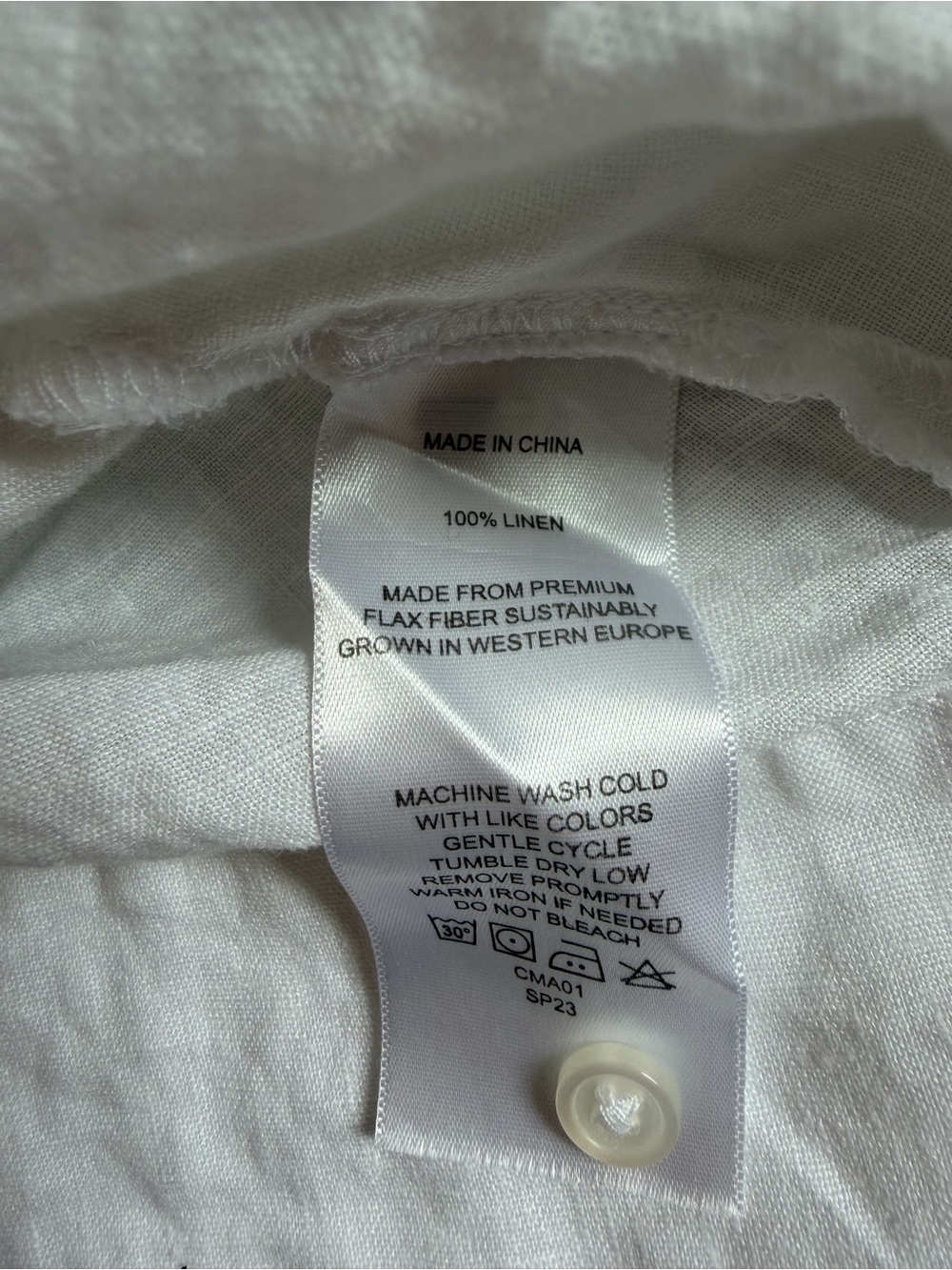 Quince Women’s Sz M White 100% European Linen Short Sleeve Button-Up Blouse - Picture 4 of 4